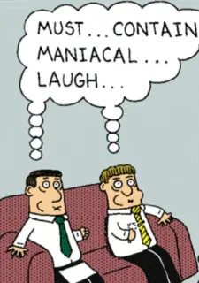 😂 MUST... CONTAIN MANIACAL... LAUGH... cartoon, maniacal, laughing, office, humor, funny telegram sticker