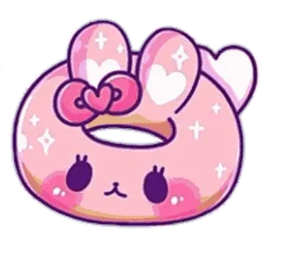🍩 пончик, милый, каваий, розовый, кролик, десерт, сладкий telegram sticker