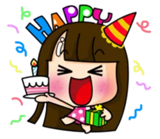 🎂 HAPPY happy, birthday, celebration, cake, gift whatsapp sticker