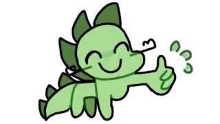 👍 dinosaurio, lindo, pulgar arriba, verde, dibujos animados, animal, herbívoro telegram sticker