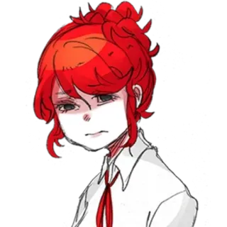 😔 anime, red hair, character, sad, tie telegram sticker