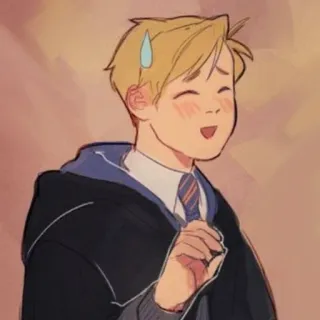 😅 Desenho animado, Anime, Cabelo loiro, Gota de suor, Retrato, Uniforme escolar, Feliz telegram sticker