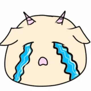 ☹ llorando, triste, animal, demonio, cabra, dibujos animados, pegatina telegram sticker