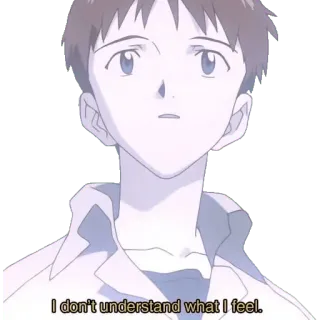 🔷 Shinji Ikari Neon Genesis Evangelion I don't understand what I feel. anime, triste, sentimento, Evangelion, emozionale telegram sticker