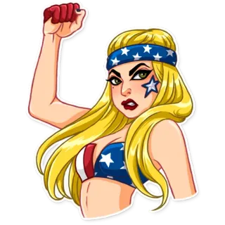 💪 phụ nữ, yêu nước, ngôi sao, tóc vàng, mỹ telegram sticker
