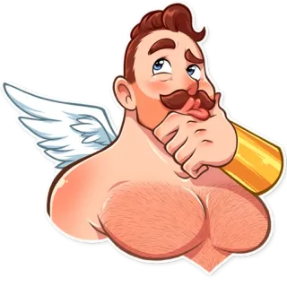 🤔 homme, ange, ailes, personnage, dessin animé, autocollant telegram sticker