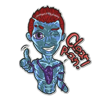 😉 Clear pass! adesivo, cartone animato, via libera, personaggio, occhiolino whatsapp sticker