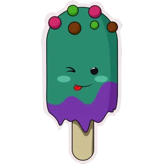 😜 picolé, sorvete, sobremesa, desenho animado, kawaii, comida, doce telegram sticker