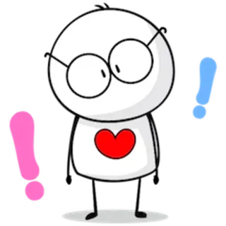 ‼ cartoon, personage, sticker, hart, bril, schattig telegram sticker