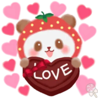 💕 LOVE 可愛い, 愛, ハート, いちご, 動物, かわいい, マンガ telegram sticker