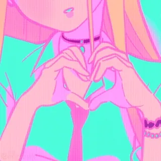 ❤️ หัวใจมือ, อนิเมะ, สีชมพู, ผู้หญิง, น่ารัก, สีพาสเทล telegram sticker