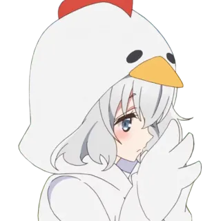 😔 Аниме, Курица, Костюм, Милый, Девушка telegram sticker