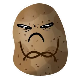 😡 土豆, 生气, 卡通, 食物, 搞笑, 表情包 telegram sticker