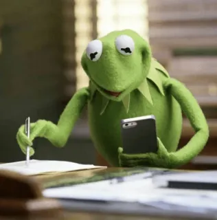 📱 Kermit カーミット, カエル, 書く, 電話, マペット telegram sticker