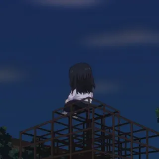🎐 anime, menina, noite, parquinho, solitário/a whatsapp sticker