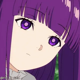 ☺️ @FIX_X_FOX 动漫, 卡通, 角色, 紫色头发, 女孩, 可爱 telegram sticker