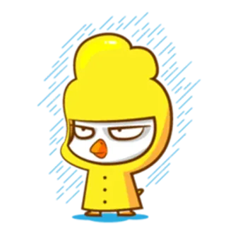 ☔ giallo, cartone animato, anatra, animale, carino, arrabbiato whatsapp sticker