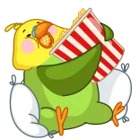 🍿 bird, cartoon, popcorn, snack, cute, animal telegram sticker