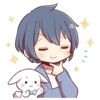 🌟 Anime, Kreskówka, Słodkie, Kawaii, Chłopak, Królik, Brokat telegram sticker