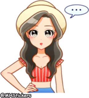 😕 @MHStickers mulher, menina, desenho animado, anime, adesivo, personagem telegram sticker