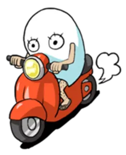 🛵 Cartoon, Scooter, Voertuig, Ei, Rit telegram sticker
