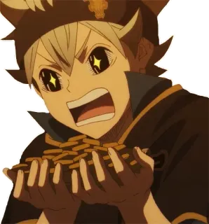 🤑 Asta Black Clover 애니메이션, 블랙 클로버, 아스타, 코인, 신남, 행복 telegram sticker