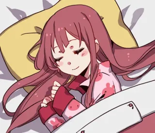 😴 Аниме, Мультфильм, Сон, Девушка, Спит, Подушка, Одеяло whatsapp sticker