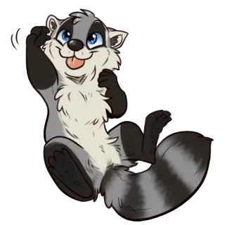 😋 raccoon, cartoon, animal, cute, sticker, furry whatsapp sticker