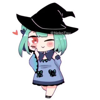 😘 @NekoTsu bruxa, anime, desenho animado, fofo, garota telegram sticker