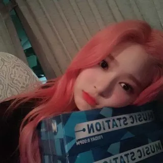 🛒 MUSIC STATION Kポップ, 女性, ピンク髪, ミュージックステーション, 韓国 telegram sticker
