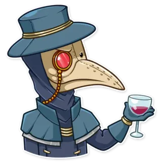 🍷 Dokter wabah, Monokel, Anggur, Topi, Dokter, Medis, Bersejarah telegram sticker