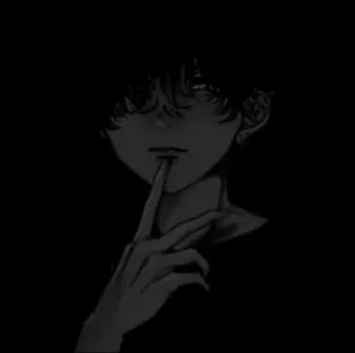 🖤 Anime, Manga, Mroczny, Chłopak, Palec na ustach, Ciii, Cicho telegram sticker