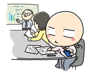😅 ประชุม, นำเสนอ, ธุรกิจ, สำนักงาน, การ์ตูน, งาน telegram sticker
