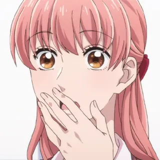 🎀 Anime, Mulher, Surpresa, Cabelo rosa, Desenho animado telegram sticker