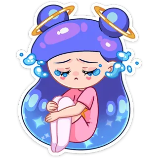 😭 sedih, menangis, air mata, anime, lucu, gadis, kartun telegram sticker
