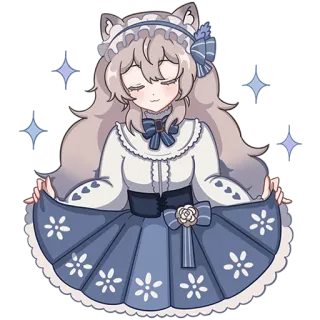 😌 アニメ, かわいい, キュート, 猫耳, 耳, ドレス, キラキラ telegram sticker