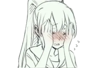 😳 anime, girl, embarrassed, blush, cartoon telegram sticker