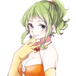 😊 Anime, Frau, Mädchen, Charakter, Grüne Haare, Lächelnd telegram sticker