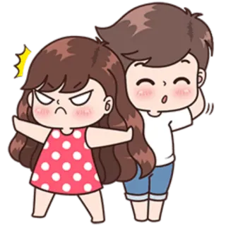 😡 커플, 만화, 사랑, 관계, 화난, 귀여운 whatsapp sticker