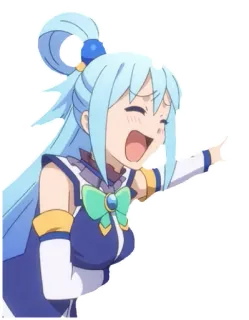 😂 Aqua Konosuba Anime, Konosuba, Aqua, Chorando, Apontando, Feminino telegram sticker