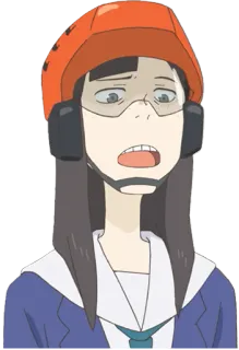 😧 anime, karakter, helm, gadis, takut telegram sticker