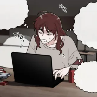 🕯 타닥 Komputer, Pisanie, Webtoon, Zszokowany, Laptop telegram sticker