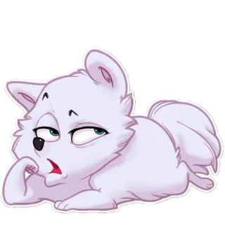 😒 pies, kreskówka, zwierzę, naklejka, uroczy, leniwy, zmęczony telegram sticker