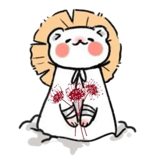 🌟 cute, animal, lion, flowers, illustration, cartoon whatsapp sticker