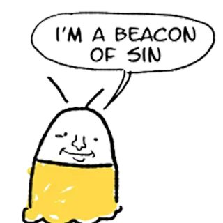 😏 I'M A BEACON OF SIN péché, phare, dessin animé, humour, drôle telegram sticker