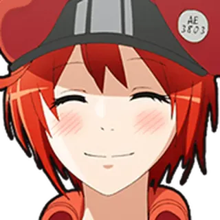 🩸 AE 3803 Anime, Mädchen, rote Haare, Hut, Lächeln whatsapp sticker