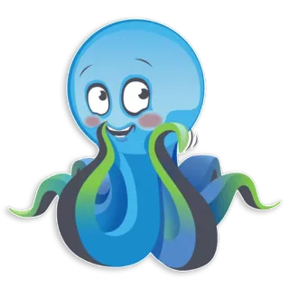 ☺️ ośmiornica, słodki, kreskówka, stworzenie morskie, zwierzę, szczęśliwy, ocean telegram sticker