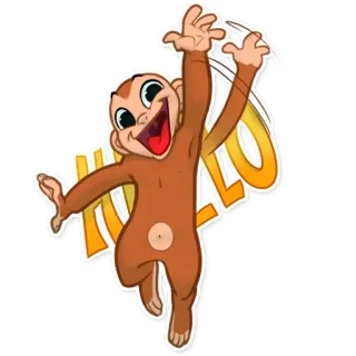 👋 HELLO 猿, こんにちは, 挨拶, 動物, 漫画, ステッカー telegram sticker
