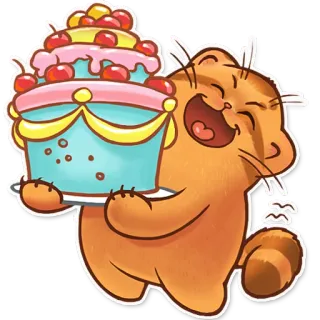 😃 cat, cake, happy, cute, dessert whatsapp sticker