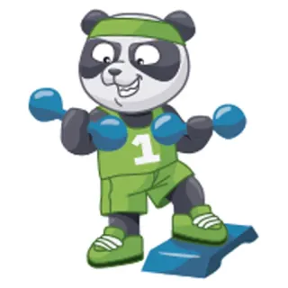 😃 panda, exercise, fitness, workout, cartoon, sports, gym telegram sticker
